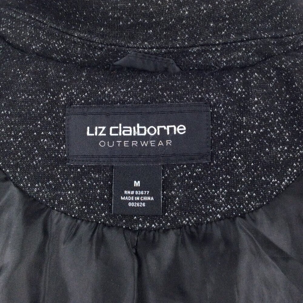 Liz Claiborne Women's Belted Knit Jacket Size Medium Black‎ Button Down - Picture 9 of 11